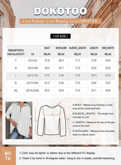 Dokotoo Women's Casual Oversized Half Zip Sweatshirts Long Sleeve Solid Color Pullover Jackets with Pockets Medium Beige