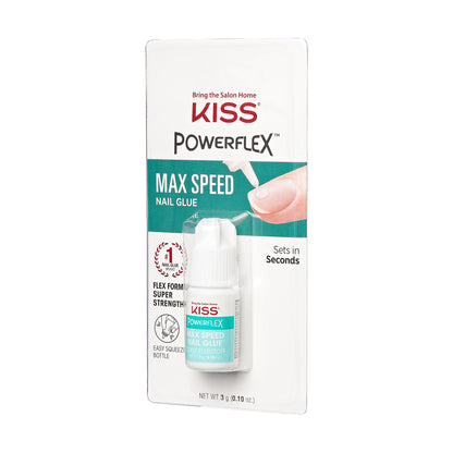 KISS PowerFlex Maximum Speed Nail Glue for Press On Nails, Super Strength Flex Formula Nail Adhesive, Includes One Bottle 3g (0.10 oz.) with Twist-Off Cap & Nozzle Tip Squeeze Applicator 1 Pack