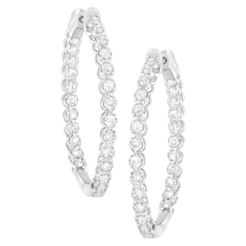 Aros de oro blanco de 14 quilates con diamantes de 2 ct (claridad IJ, color I1-I2)