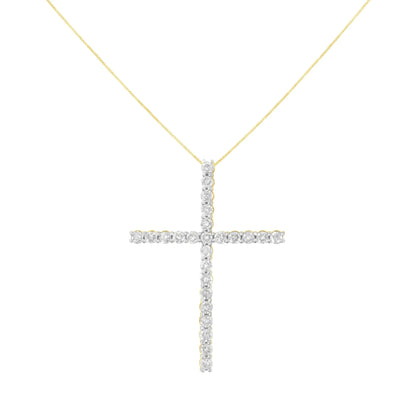 .925 Sterling Silver 2 1/2 cttw Diamond Cross Pendant Necklace (H-I, I2-I3)