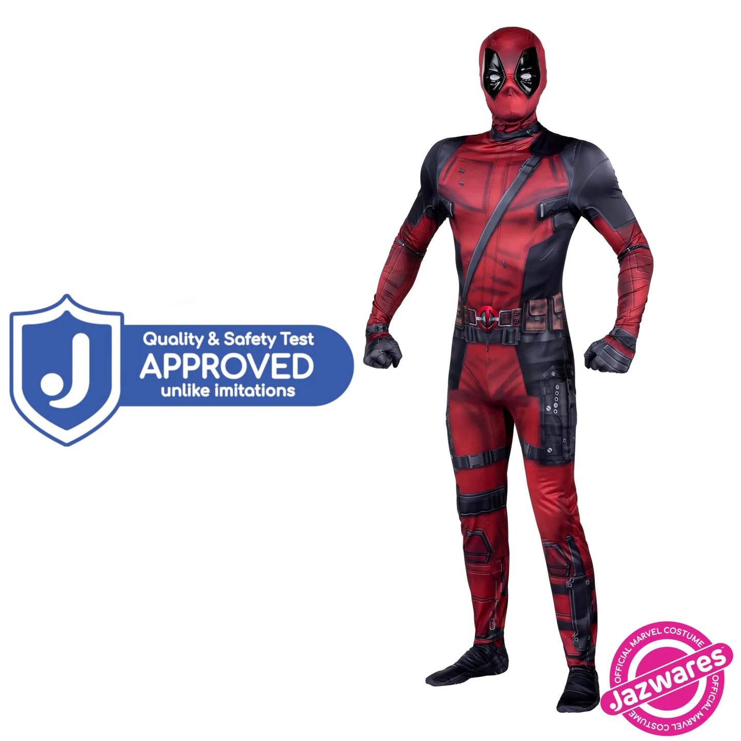 Disfraz oficial de Marvel Deadpool para adulto, de lujo, de Zentai, para Halloween, de licra elástica con aberturas en las muñecas, talla extra pequeña.