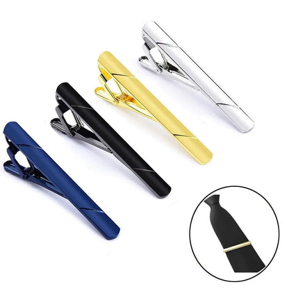 4PCS Mens Stainless Steel Tie Clip Necktie Bar Clasp Clamp Pin Gold Black Silver