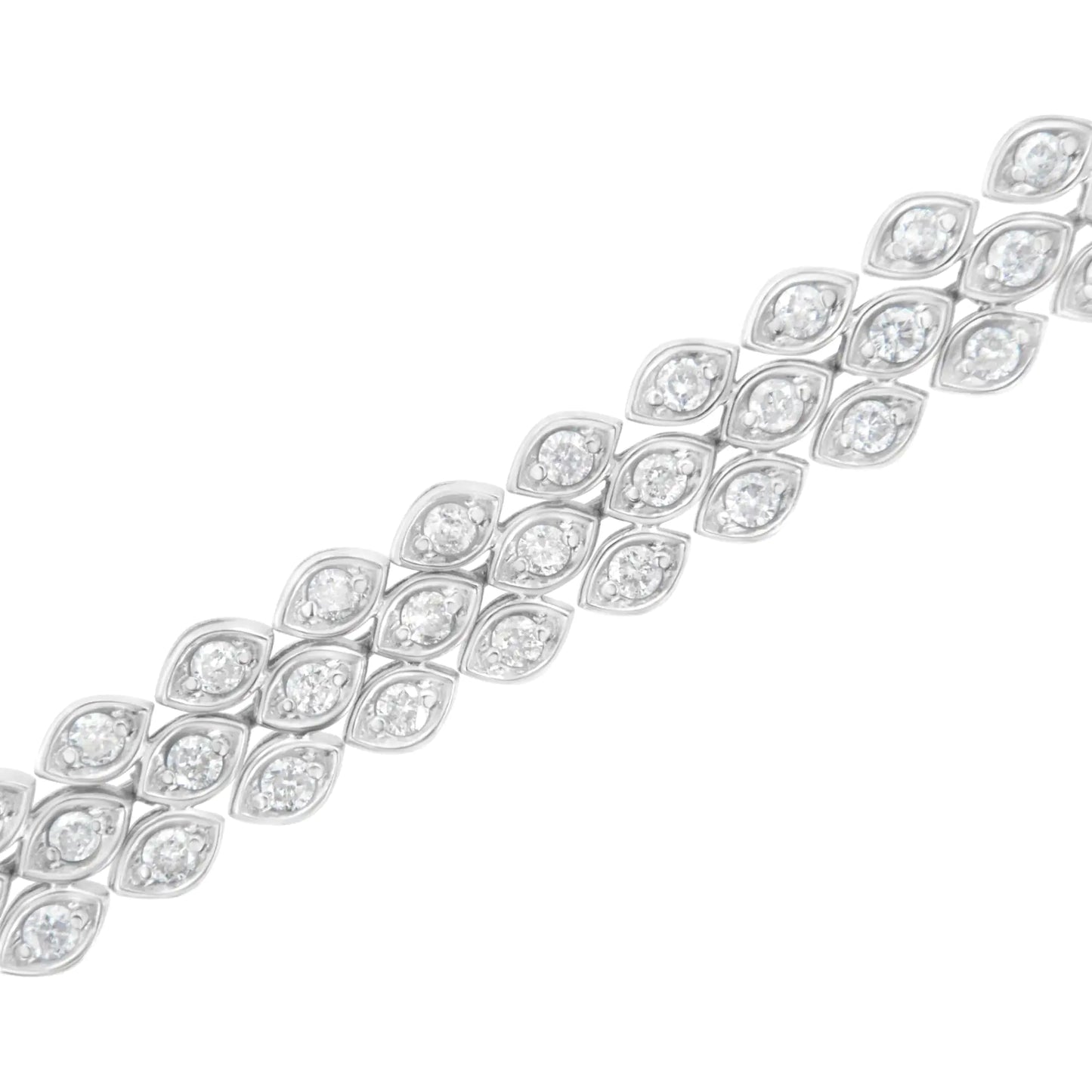 .925 Sterling Silver 3.0 Cttw Diamond Pave-Set Marquise Shaped Banded Link Bracelet (I-J Color, I2-I3 Clarity) - 7-1/4"