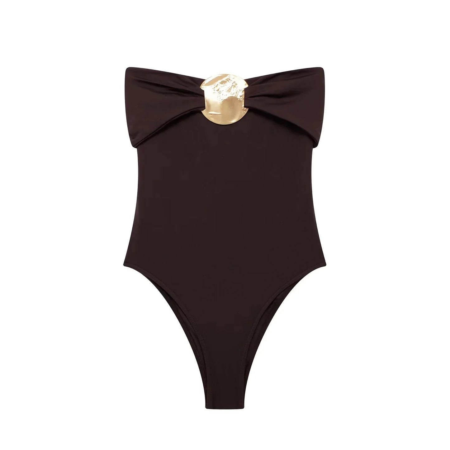 Swimsuit with Gold Metal Accent