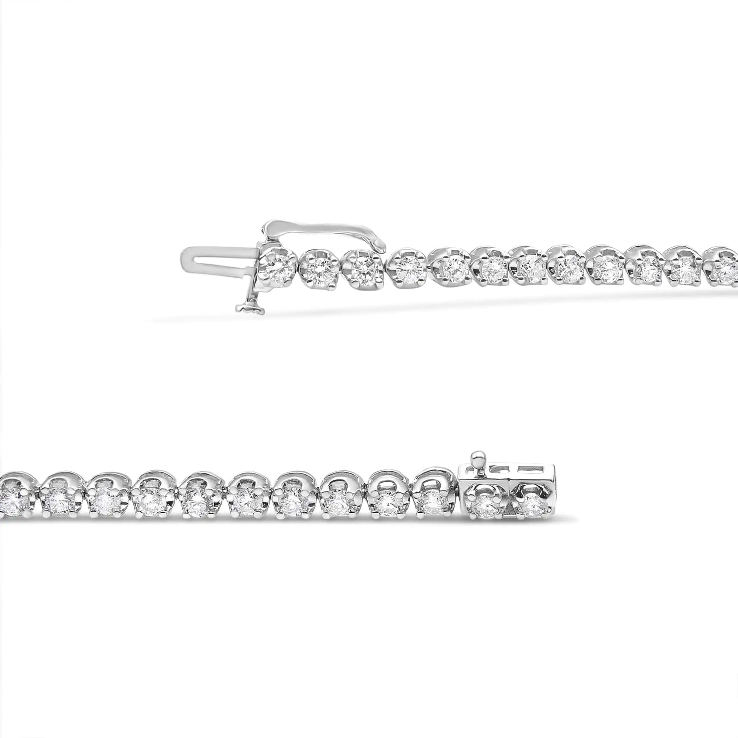 Pulsera clásica de tenis para mujer en oro blanco de 14 quilates con diamantes de 5,0 quilates (color HI, claridad SI1-SI2) - 18 cm