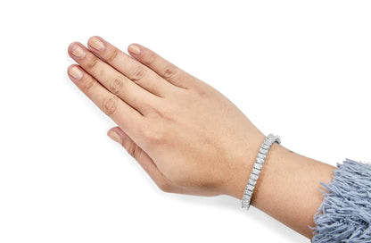 14K hvitt gull 5,00 Cttw usynlig sett Princess-Cut diamantbelte og spenne tennis 7" armbånd (HI Color, SI1-SI2 Clarity)