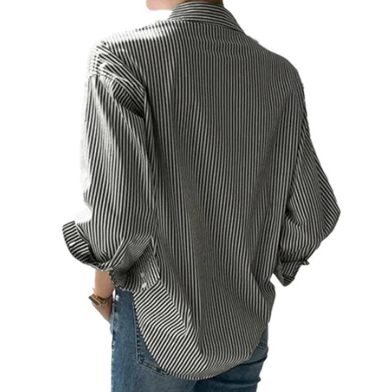 Women's Loose Striped Long-Sleeved Shirt