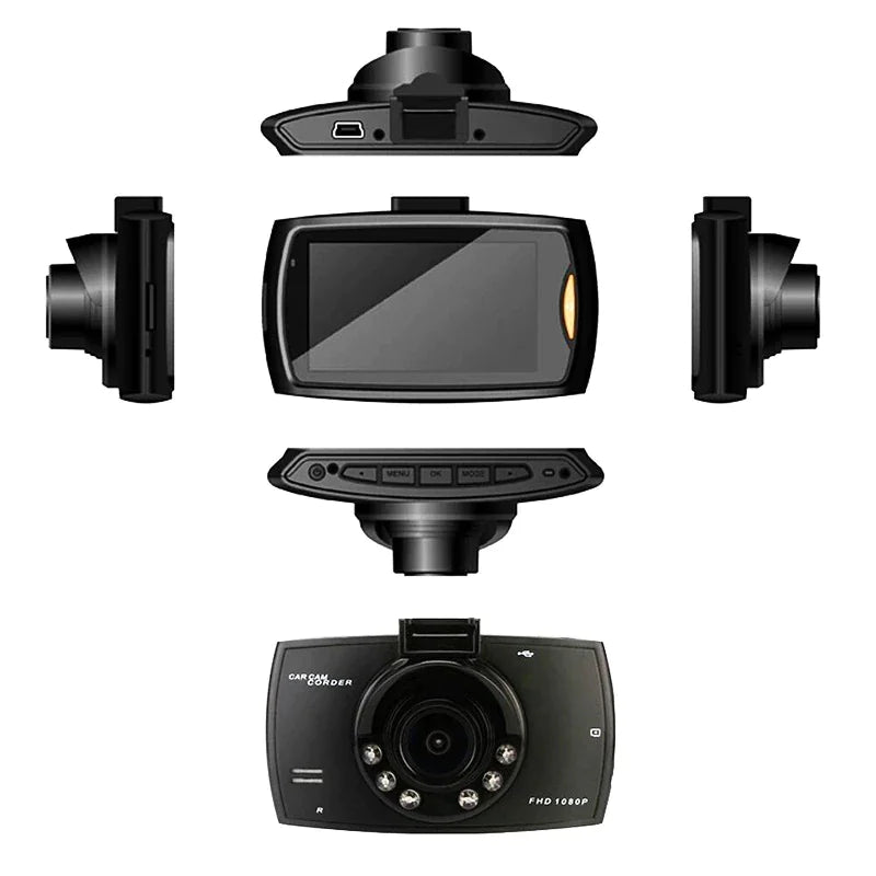 Cámara de salpicadero para coche DVR Full HD 1080P de 2,7'' con cámara frontal y trasera, visión nocturna, sensor G