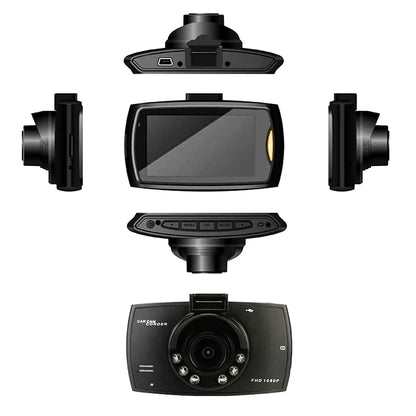 Cámara de salpicadero para coche DVR Full HD 1080P de 2,7'' con cámara frontal y trasera, visión nocturna, sensor G