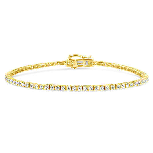 14K gult gullbelagt .925 sterlingsølv 2.0 Cttw Diamond Classic Link tennisarmbånd (KL-farge, I2-I3 Clarity) - 7-1/4"