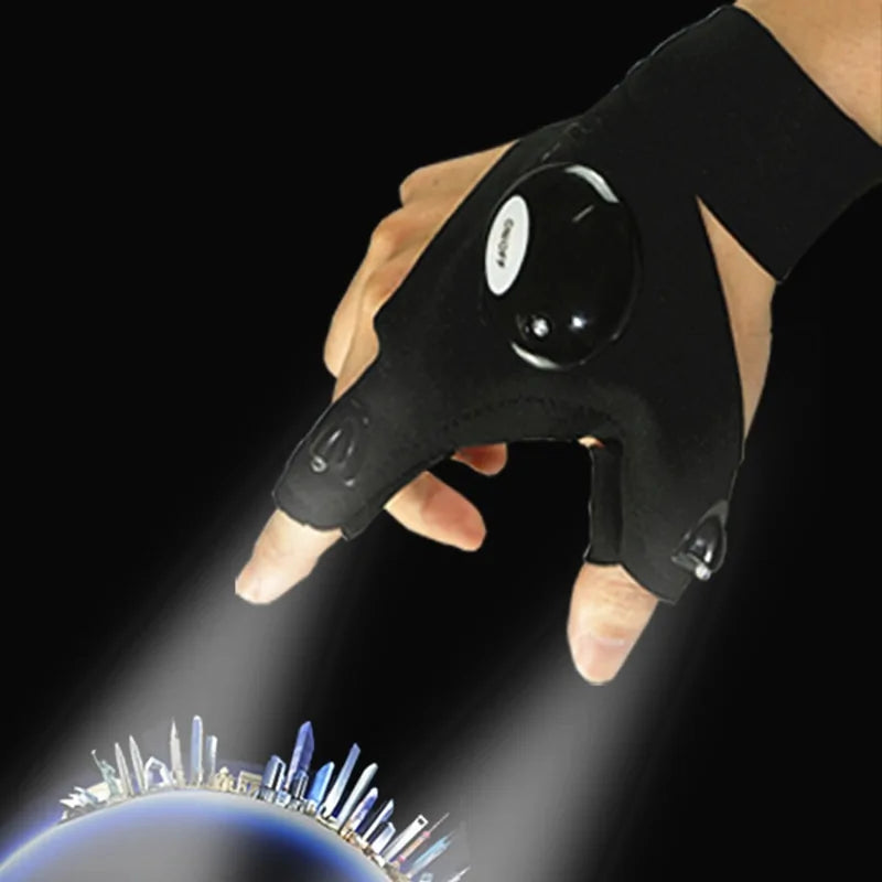 Outdoor LED Fingerless Glove providing you with hands-free illumination for tasks such as camping, hiking, fishing, and more. With its fingerless design, you can easily perform intricate tasks while keeping your hands warm and protected.