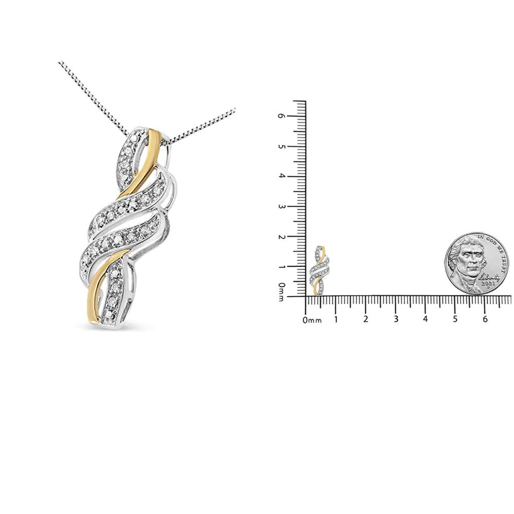 14K gult gullbelagt 0,925 sterlingsølv rundskåret diamantaksent kryss-bypass 18" anhengskjede (HI-farge, I2-I3-klarhet)