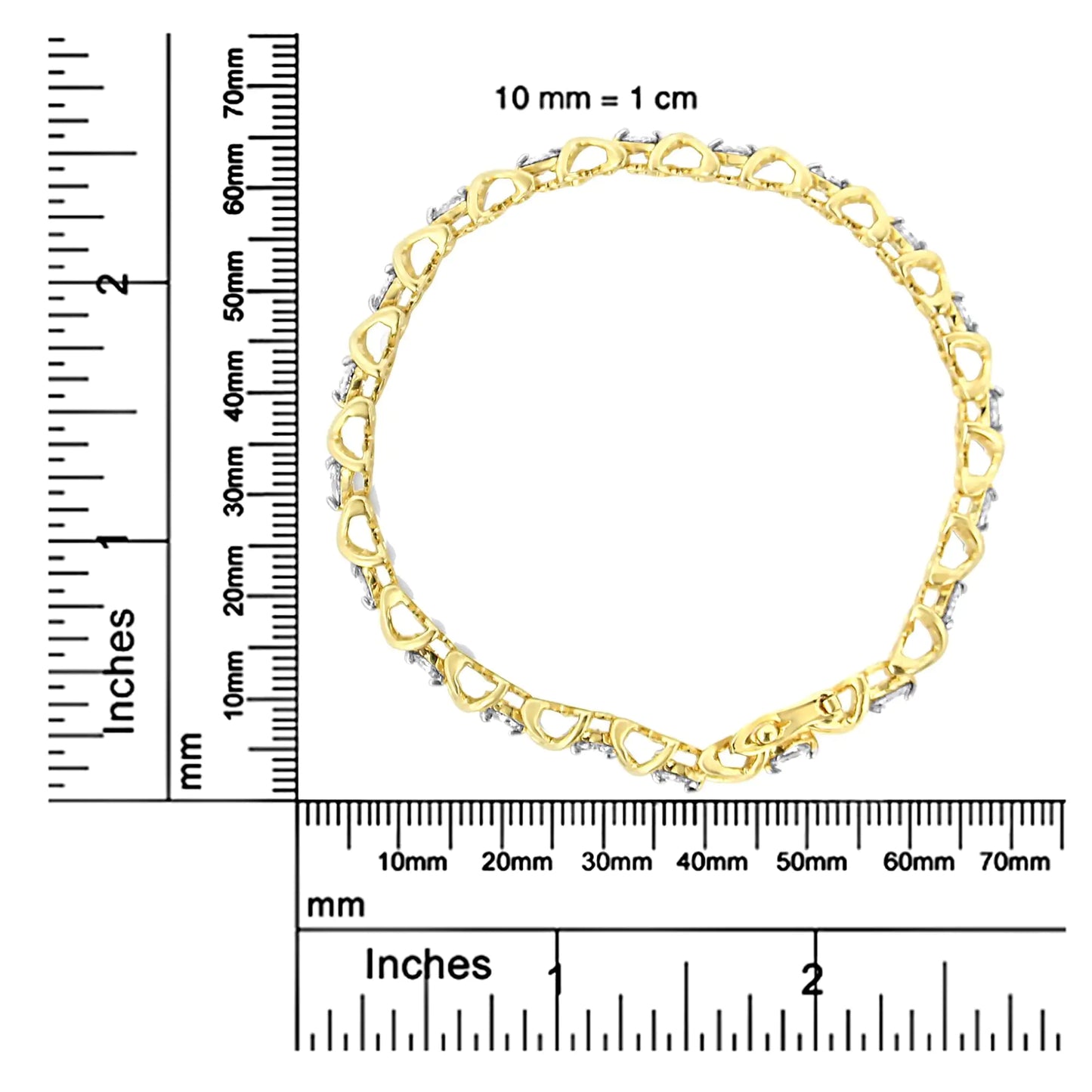 14K gult gull 4.0 Cttw "X"-Link rundskåret diamantarmbånd (IJ-farge, SI2-I1 Clarity) - størrelse 7.25