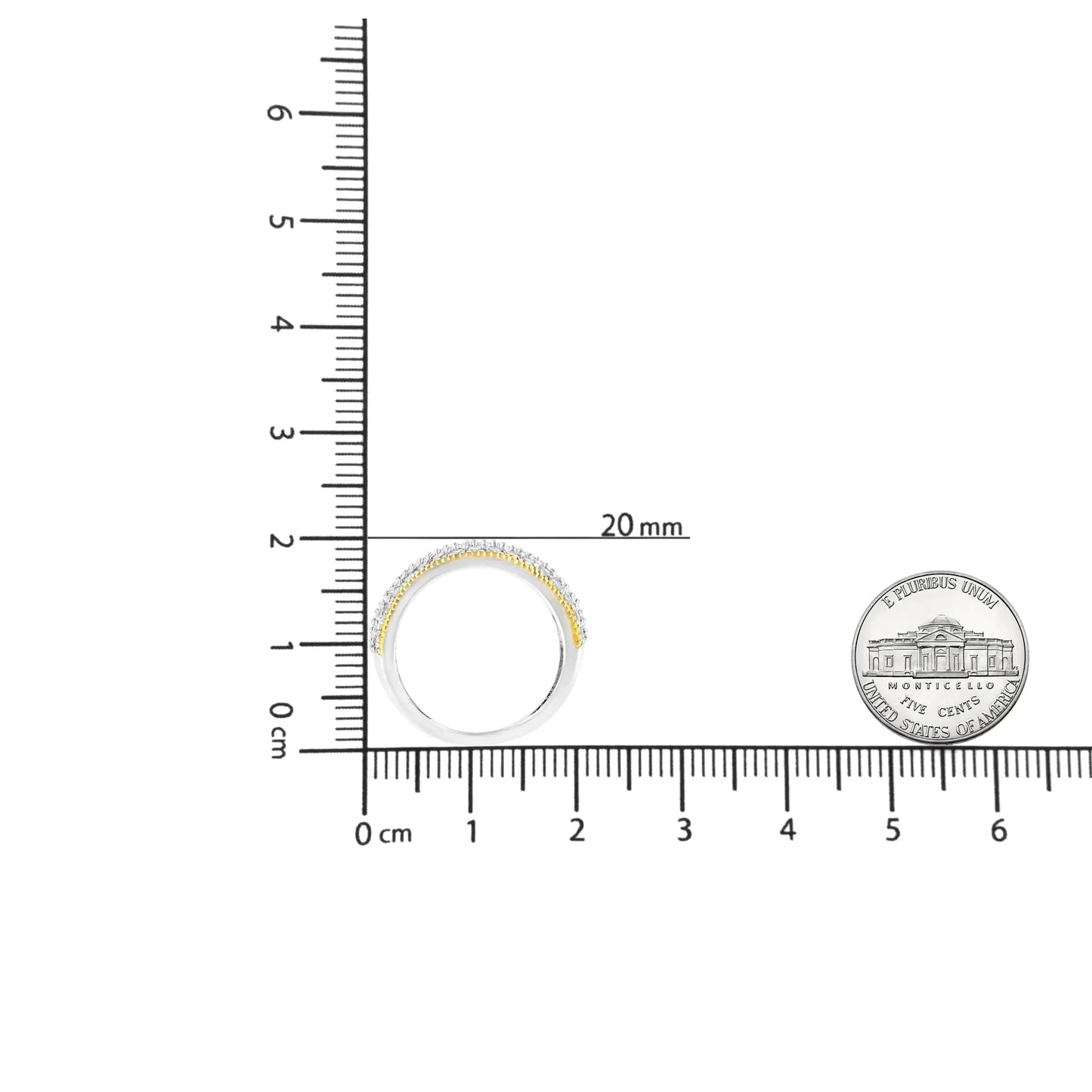 Anillo de aniversario de 5 filas de diamantes de talla redonda engastados en garras de 2,0 cts, en plata de ley 925 bañada en oro amarillo de 10 quilates (color IJ, claridad I2-I3)