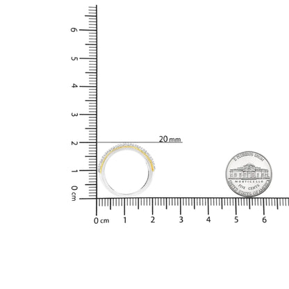 Anillo de aniversario de 5 filas de diamantes de talla redonda engastados en garras de 2,0 cts, en plata de ley 925 bañada en oro amarillo de 10 quilates (color IJ, claridad I2-I3)