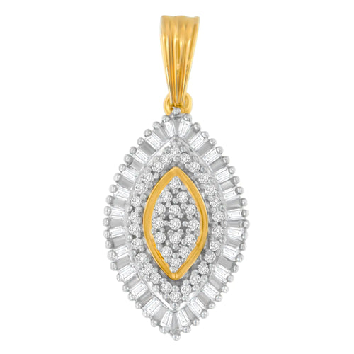 10K Yellow Gold Multi-Cut Diamond Golden Burst Halo Pendant Necklace (0.5 cttw, I-J Color, I2-I3 Clarity)