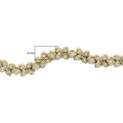 Pulsera bolo ajustable de plata de ley 925 bañada en oro amarillo de 18 quilates con eslabones de talla marquesa de 1/4 quilates y diamantes de 1/4 quilates (color IJ, claridad I1-I2)