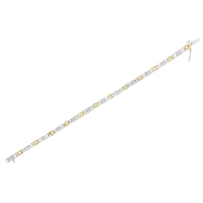 10K Two-Tone Gold Princess Cut Diamond Geo Link Bracelet (1.00 cttw, H-I Color, SI1-SI2 Clarity)