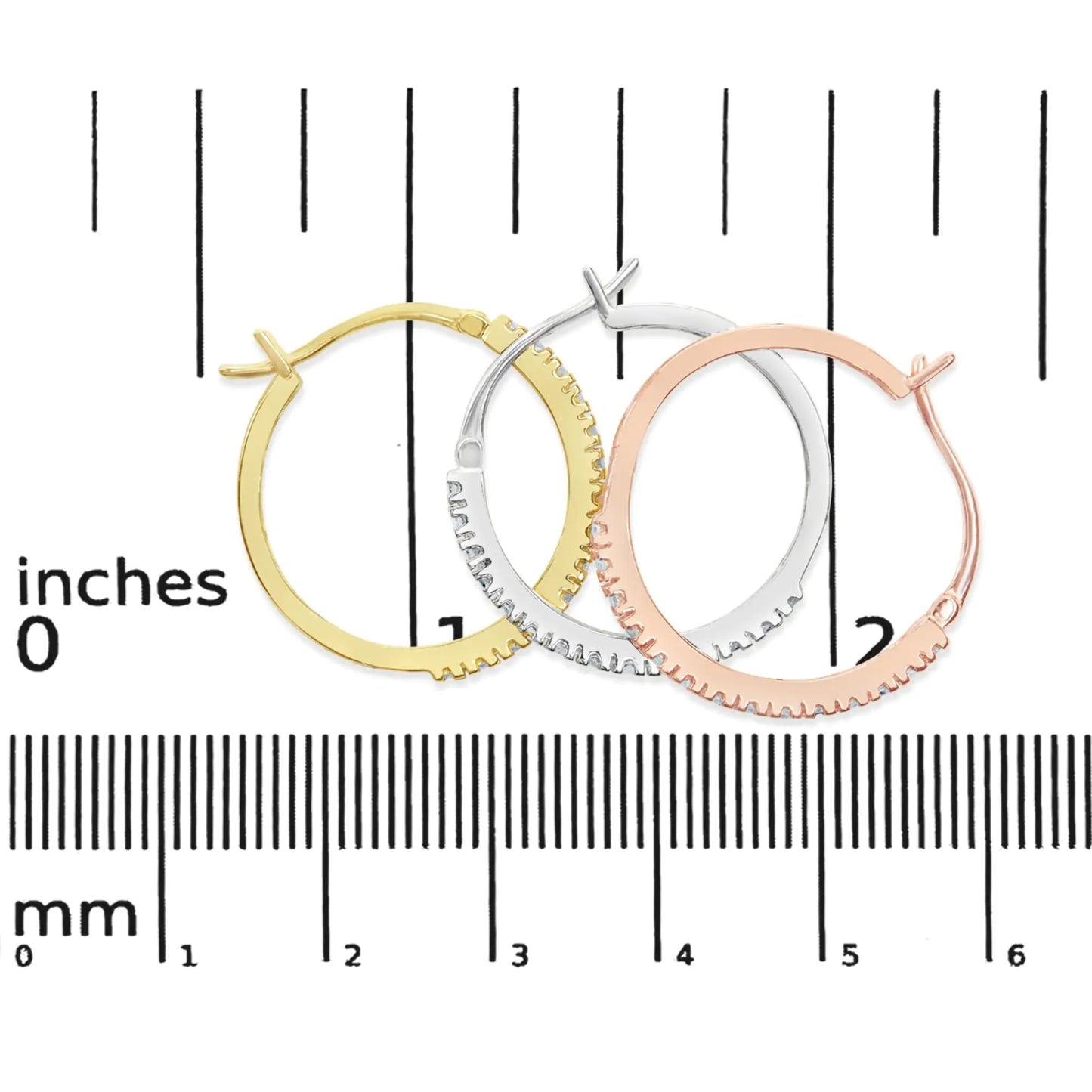 14K kolmetoonilised kullast 1/3 Cttw teemantkõrvarõngad (IJ Color, I2-I3 Clarity) – 22 MM