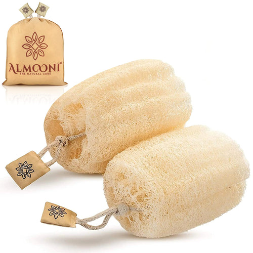 Almooni Egyptian Loofah Exfoliating Body Scrubber, Natural Real Egyptian Shower Loofah Body Scrubber for kvinner og menn, for kropp og ansikt som vil gjøre deg ren - 2 Count (1 pakke) 2 Count (Pakke med 1)