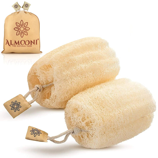 Almooni Egyptian Loofah kooriv kehakoorija, naturaalne tõeline Egiptuse dušššampooniga kehakoorija naistele ja meestele, kehale ja näole, mis teeb teid puhtaks - 2 count (1 pakk) 2 count (1 pakk)