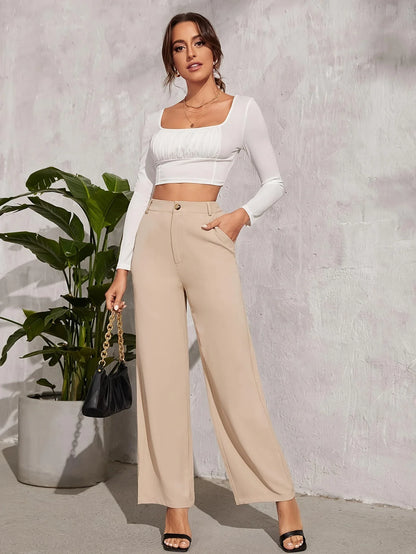 Wide Leg Loose Commuter Trousers