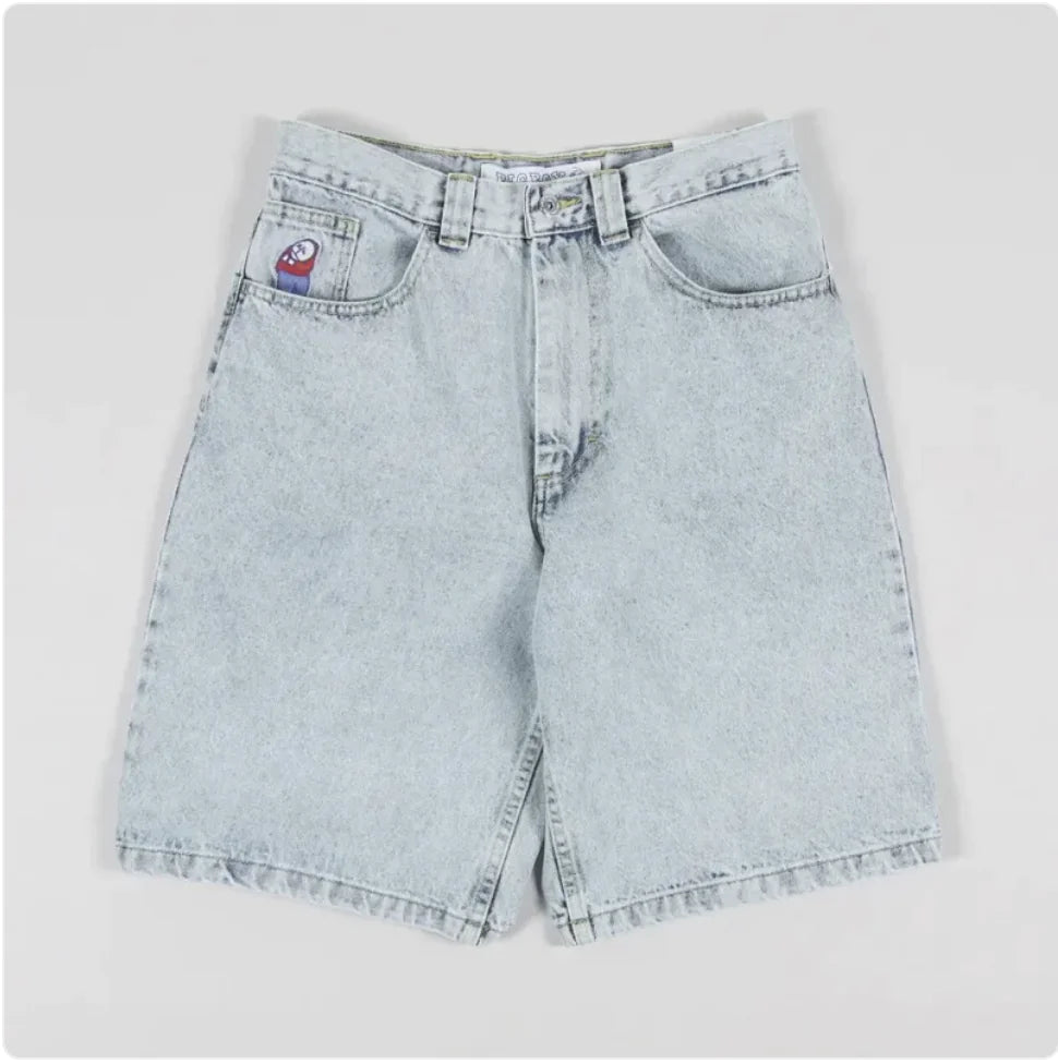 Tegneseriebrodert denimshorts