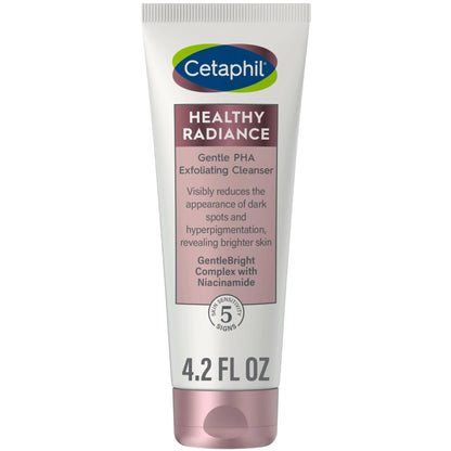 Cetaphil Face Wash, Healthy Radiance Gentle Exfoliating Cleanser, reduserer synlig utseende av mørke flekker og hyperpigmentering, designet for sensitiv hud, hypoallergenisk, parfymefri, 4,2 oz uparfymert 4,2 Fl Oz (pakke med 1)