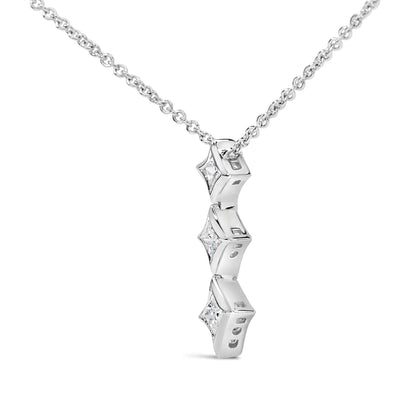 10K kuld, 1/5 Cttw Princess Cut Diamond 3 Stone Drop 18" ripats kaelakee (HI Color, SI2-I1 Clarity)