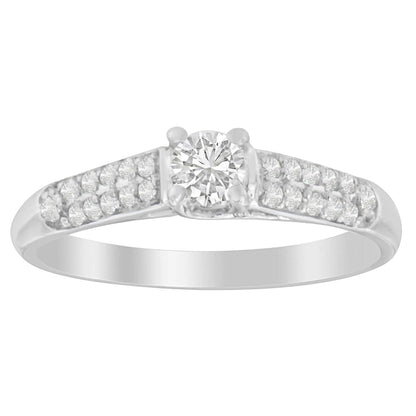 14K hvitt gull rundkuttet diamantring (0,37 cttw, HI Color, SI2-I1 Clarity)