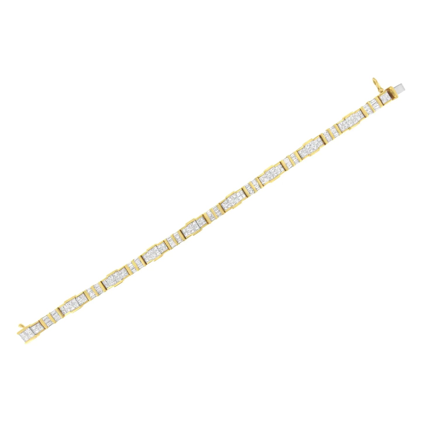 14K gult gull baguette og prinsessekuttet diamantarmbånd (8,30 cttw, HI Color, SI1-SI2 Clarity)