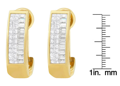 14K gult gull 1 cttw baguette og prinsesseslipte diamantøreringer (HI, VS1-VS2)