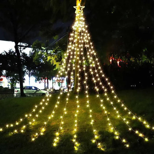 Luz LED de cascada con forma de estrella de cinco puntas