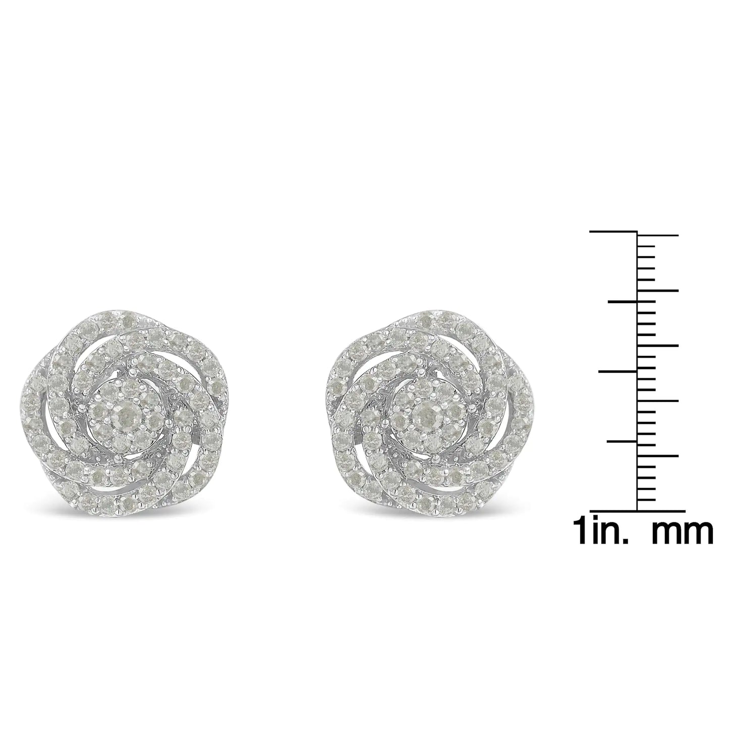 Aretes de oro blanco de 10 quilates con flor de diamantes (1/2 ct, color IJ, claridad I1-I2)