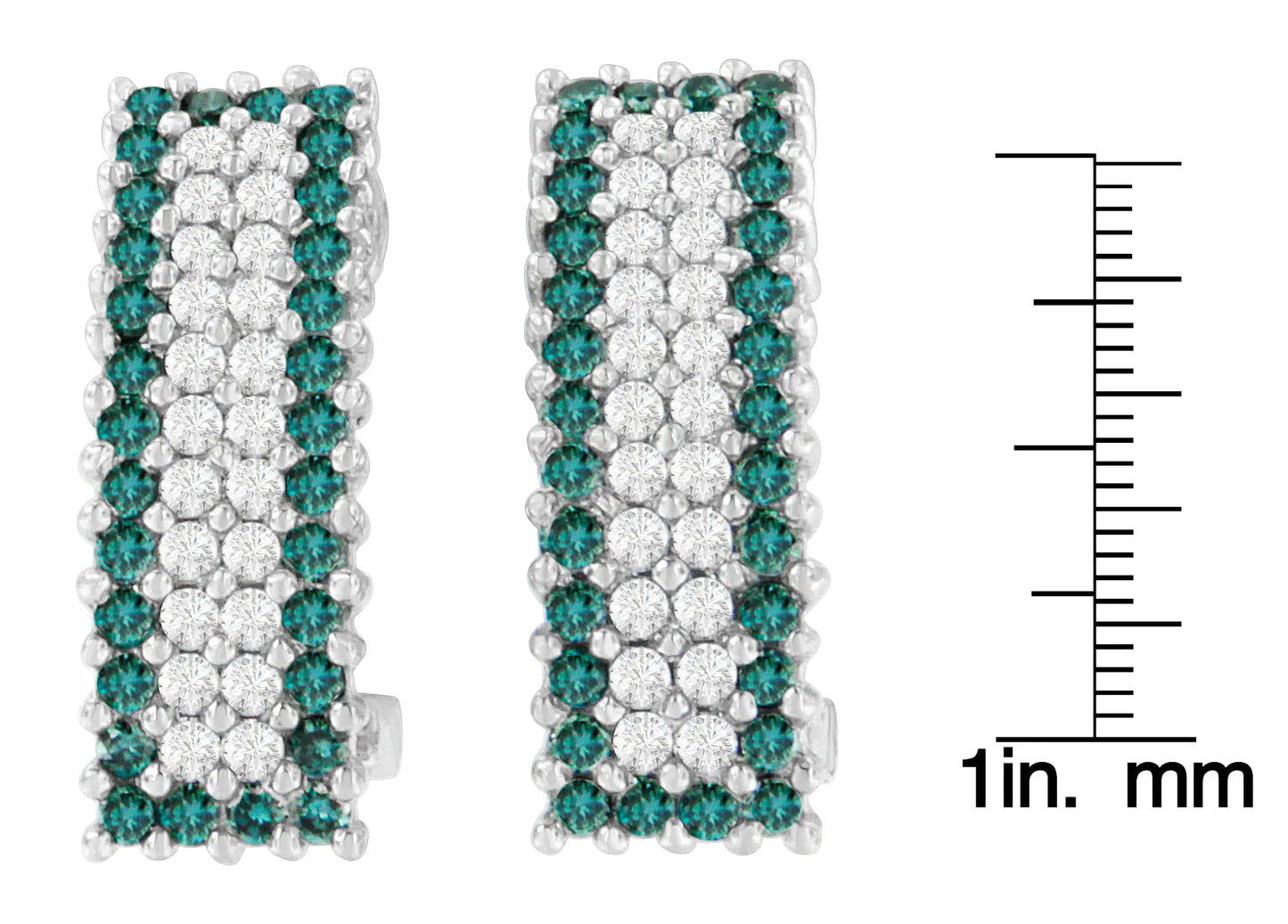 14K hvitt gull 2 ​​cttw hvite og behandlede blå diamantøreringer (HI, SI1-SI2)