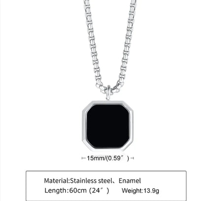 Eclipse Square Stainless Steel Pendant Necklace