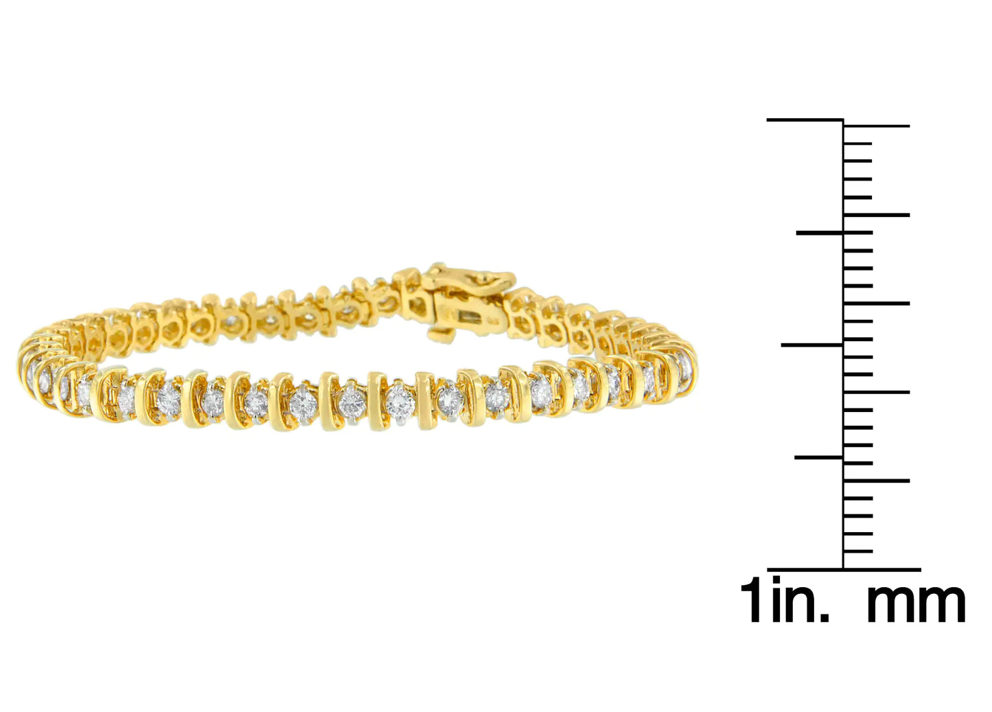 Pulsera de oro amarillo de 14 quilates con eslabones de diamantes de talla redonda (3,00 cts, color HI, claridad I1-I2)