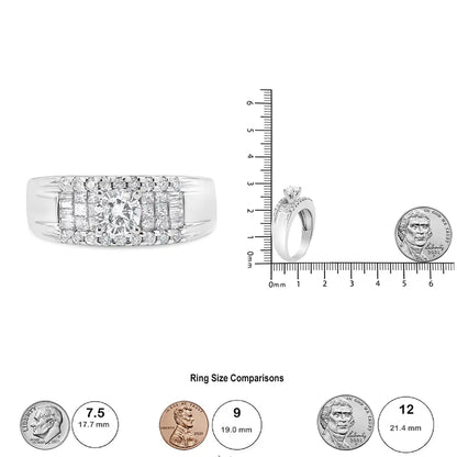 14K hvitt gull 1,00 Cttw 4-pinne kabalsett Diamond Cocktail Fashion Ring (I1-I2 Clarity, HI Color)