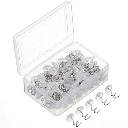 50 Pcs Upholstery Tacks Headliner Pins Clear Heads Twist Bed Fabric Sofa Chair