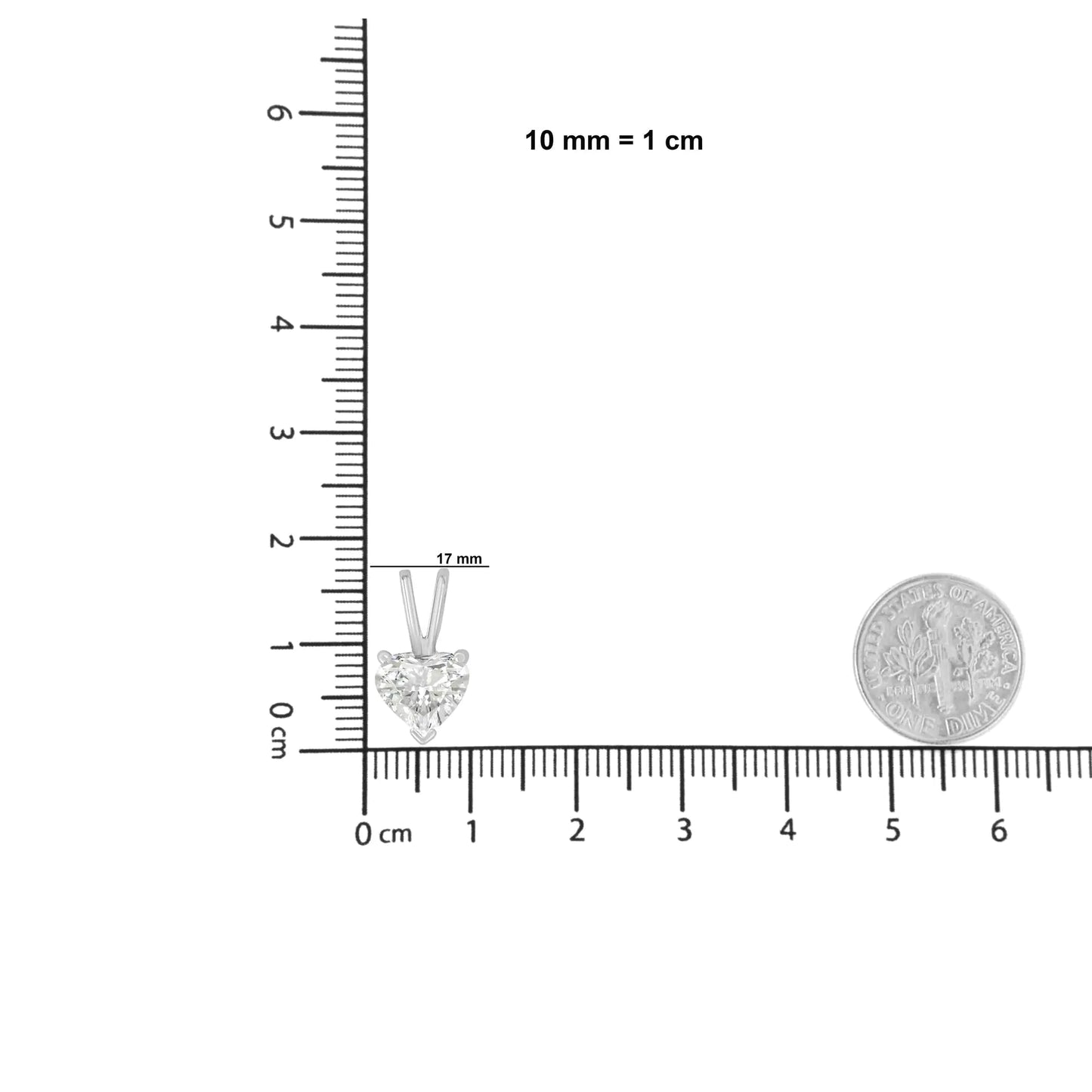 14K Weißgold 3-Krappenfassung Herzförmiger Solitär Anhänger mit im Labor Gezüchtetem Diamanten, 18 Zoll (FG Farbe, VS2-SI1 Reinheit)