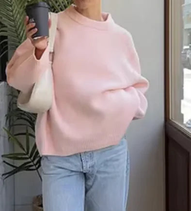 Women's Oversized Solid Long Sleeve Sweater