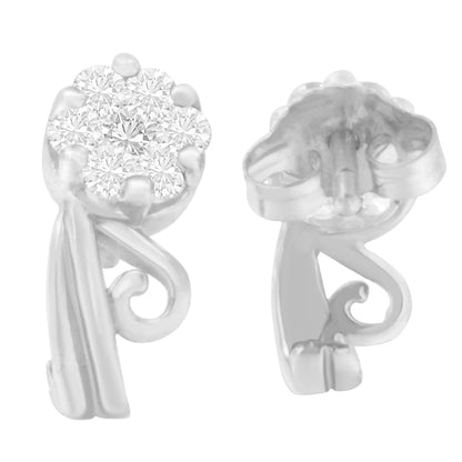 Aretes de oro blanco de 14 quilates con diamantes de talla redonda de 1/2 ct (HI, I1-I2)