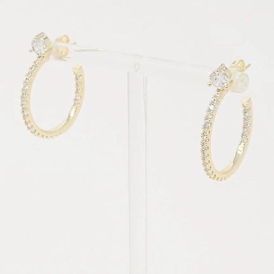 Diamond On Top Hoop Earrings