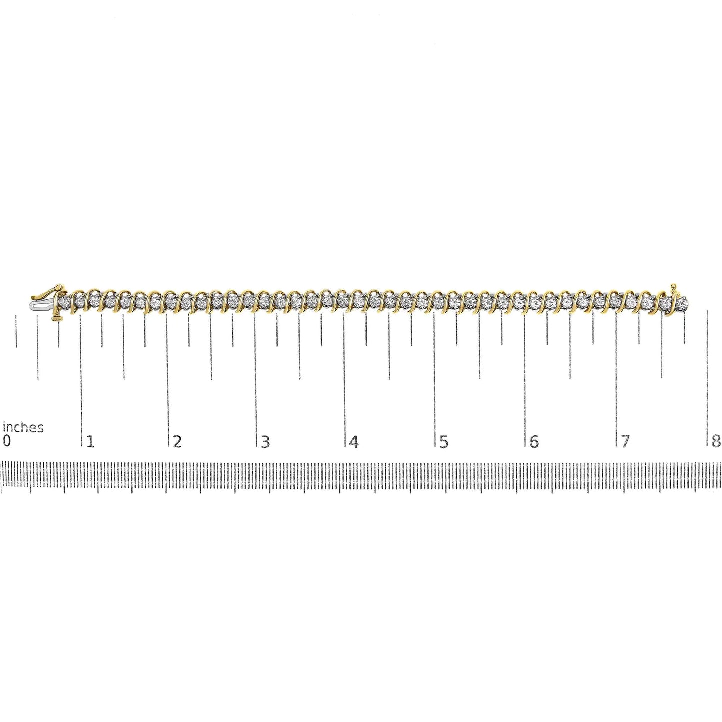 18K Yellow Gold 4.0 Cttw Round-Cut Diamond S-Link 7" Inch Tennis Bracelet (I-J Color, SI1-SI2 Clarity)