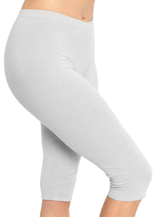 Kne- og ankellengde leggings for kvinner og plussstørrelser | X-Small- 7X Voksen Knelengde Liten Gråmelert