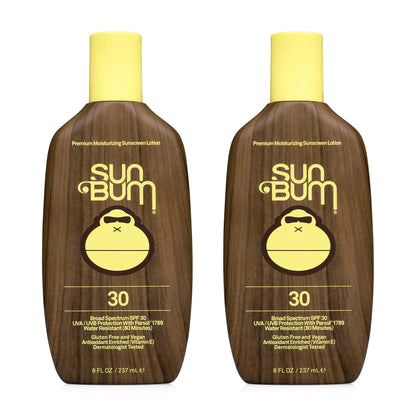 Sun Bum Sun Bum 原装 Spf 30 防晒乳液，适合素食主义者和珊瑚礁使用（不含辛辛酸酯和氧苯酮），广谱保湿 Uva/uvb 防晒霜，含维生素 E，8 盎司 2 件装 16 液量盎司（1 件装）