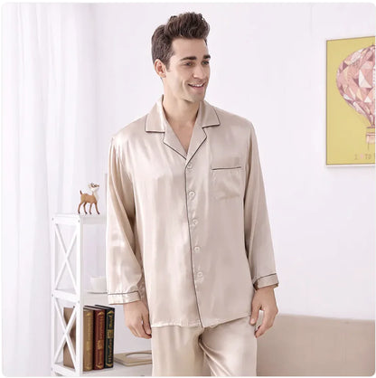 Silk Long-Sleeve Pajama Set for Spring & Summer