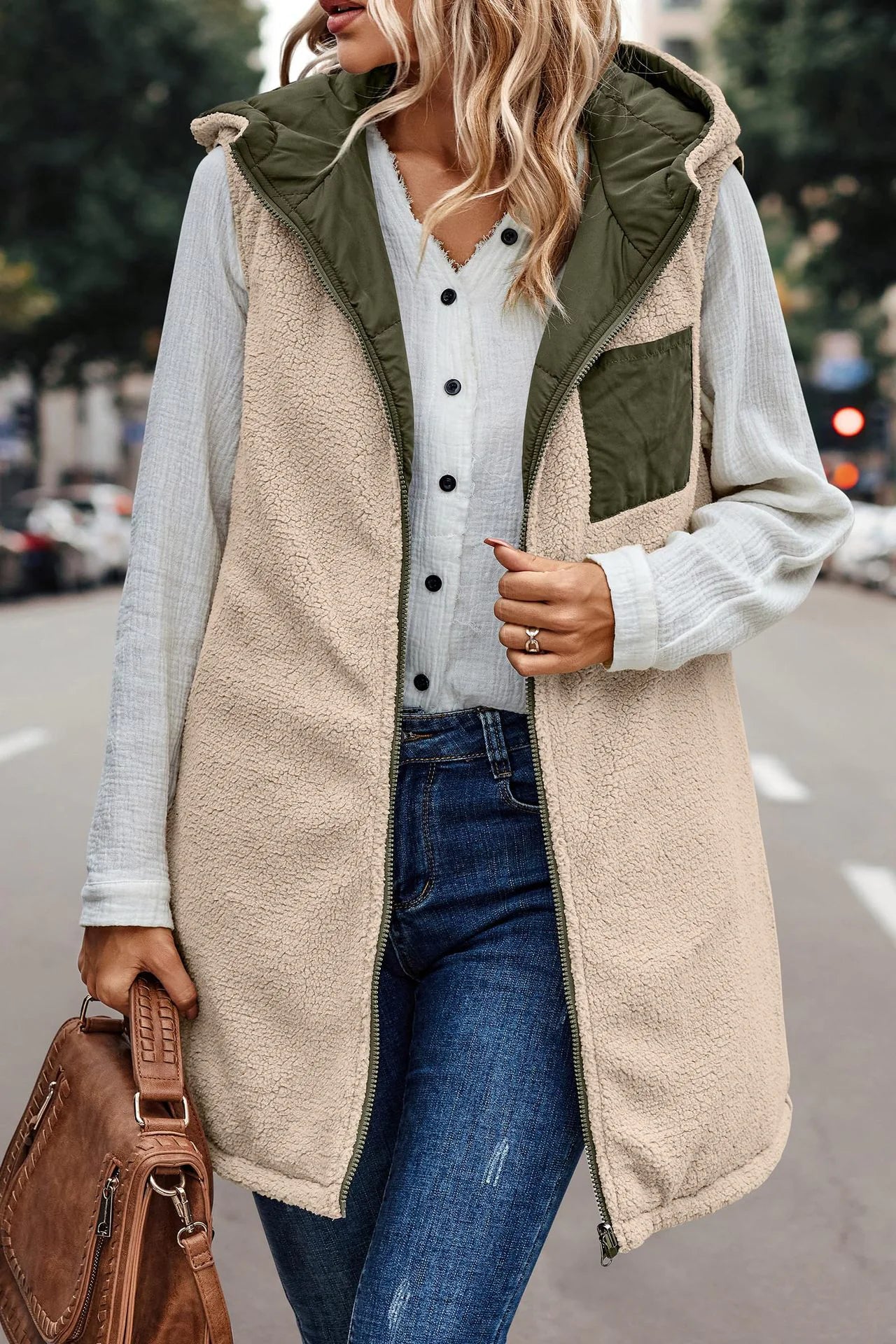 Double-Sided Hooded Cotton Jacket Vest