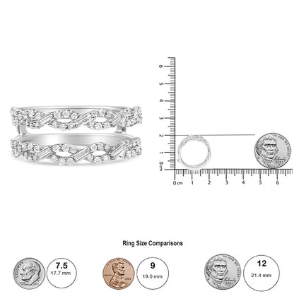 14K hvitt gull 1/2 Cttw runde og baguette diamantforsterker-omslagsring Guard Enhancer (IJ-farge, I1-I2-klarhet)