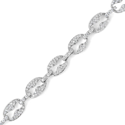 14K White Gold 1 1/2 Cttw Round Diamond Set Link Bracelet (I-J Color, I1-I2 Clarity) - 7"